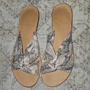 Snake-Print Knot Slide Sandals - Women